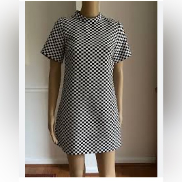 Zara black and white checkered dress - women’s size medium - Picture 2 of 6